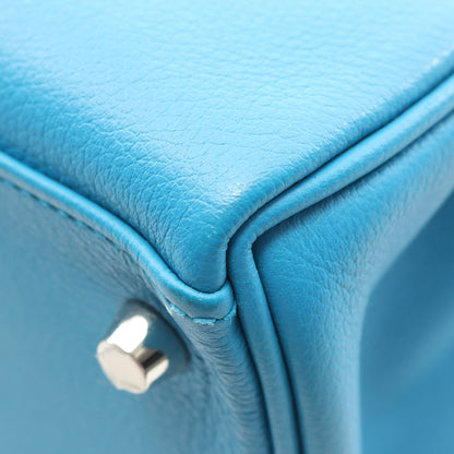 ケリー28 ブルーザンジバル ハンドバッグ エバーカラー ブルー シルバー金具 内縫い 2WAY A刻印 エルメス バッグ HERMES