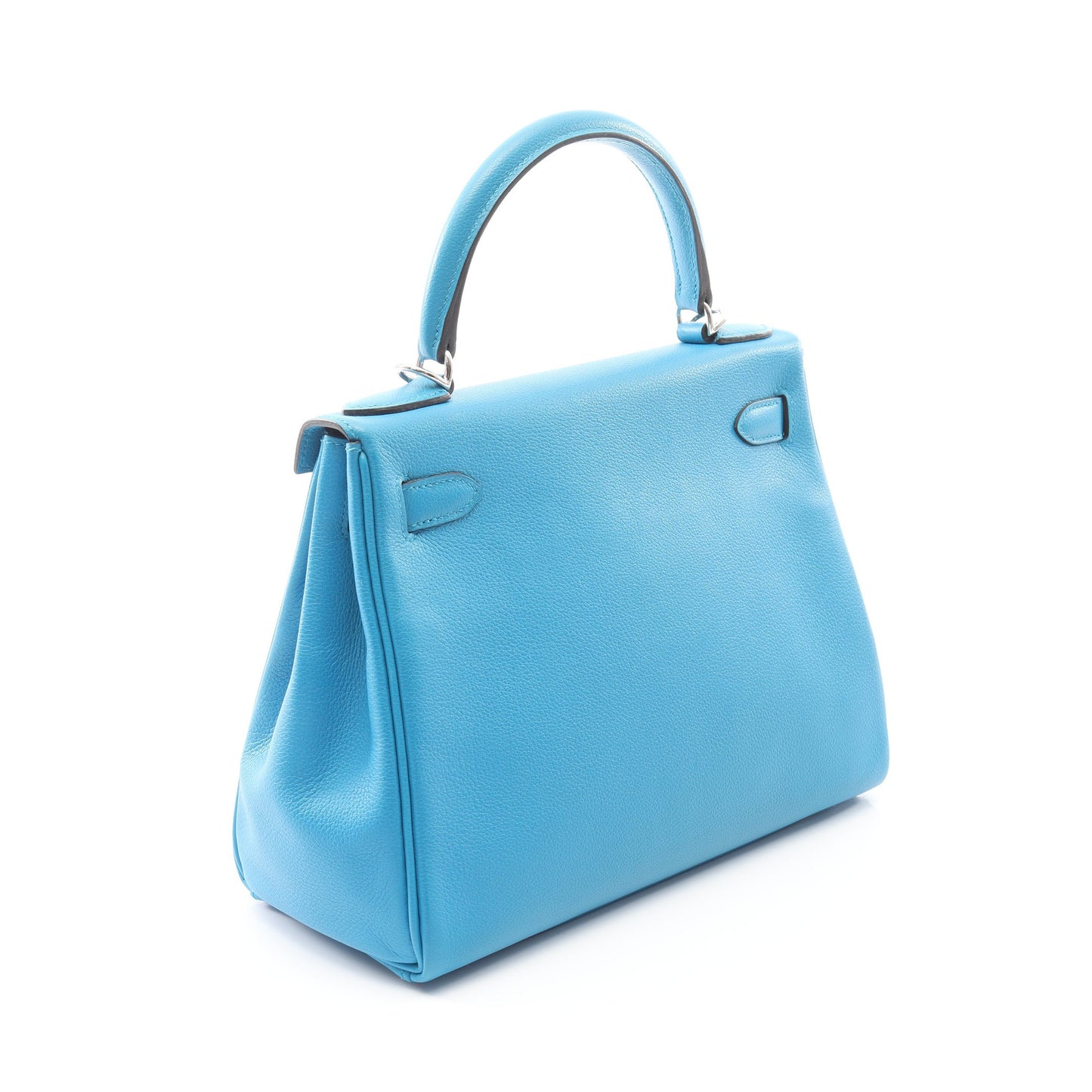 ケリー28 ブルーザンジバル ハンドバッグ エバーカラー ブルー シルバー金具 内縫い 2WAY A刻印 エルメス バッグ HERMES
