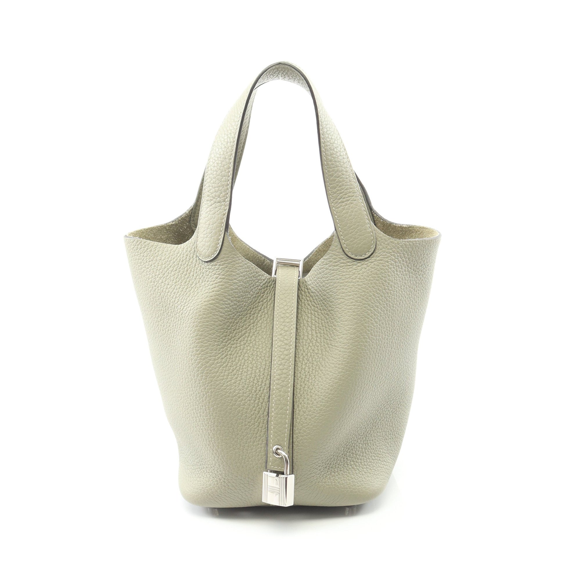ピコタンロックPM セージ ハンドバッグ トリヨンクレマンス グレーグリーン シルバー金具 B刻印 エルメス バッグ HERMES