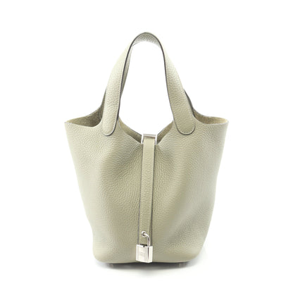 ピコタンロックPM セージ ハンドバッグ トリヨンクレマンス グレーグリーン シルバー金具 B刻印 エルメス バッグ HERMES