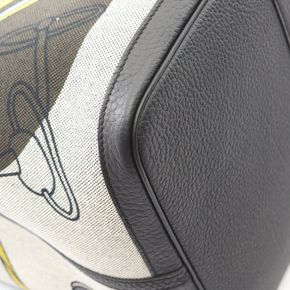 ガーデンパーティ ボヤージュ 49 エコルツ ブルーパラディ ハンドバッグ トートバッグ トワルアッシュ ネゴンダ ライトグレー ブラック マルチカラー シルバー金具 W刻印 エルメス