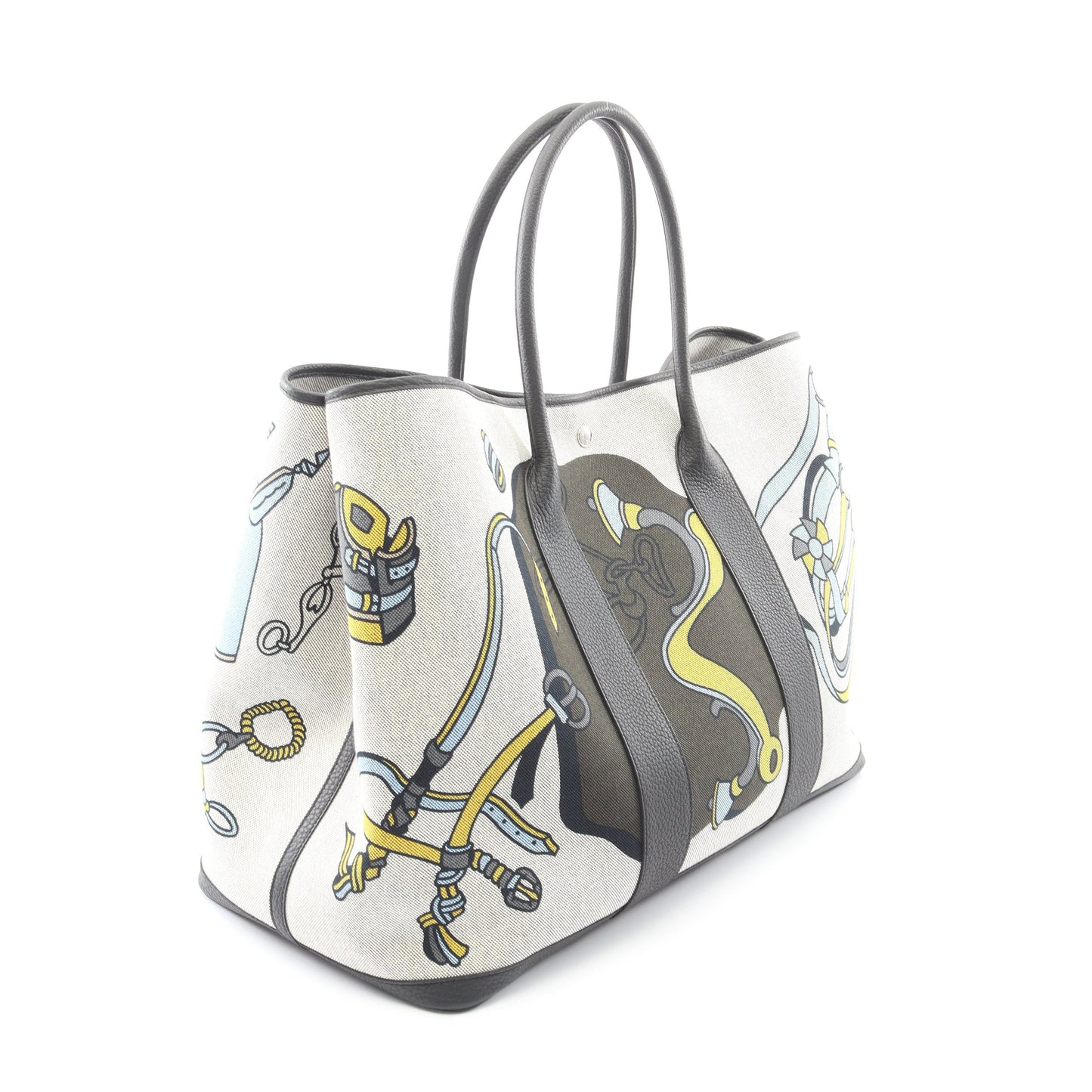 ガーデンパーティ ボヤージュ 49 エコルツ ブルーパラディ ハンドバッグ トートバッグ トワルアッシュ ネゴンダ ライトグレー ブラック マルチカラー シルバー金具 W刻印 エルメス