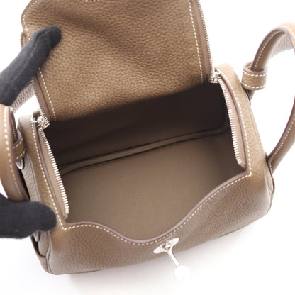 リンディ ミニ エトゥープ ショルダーバッグ トリヨンクレマンス グレーブラウン シルバー金具 D刻印 エルメス