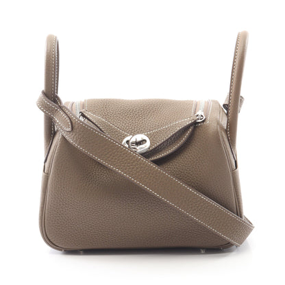 リンディ ミニ エトゥープ ショルダーバッグ トリヨンクレマンス グレーブラウン シルバー金具 D刻印 エルメス