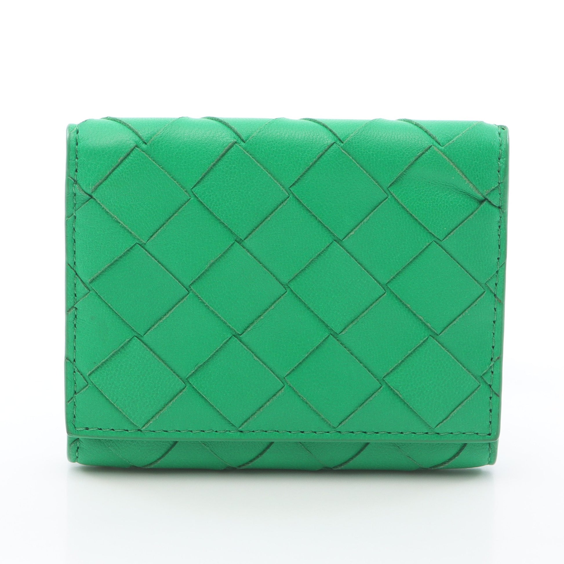 イントレチャート Wホック財布 レザー グリーン ボッテガヴェネタ 財布・小物 BOTTEGA VENETA
