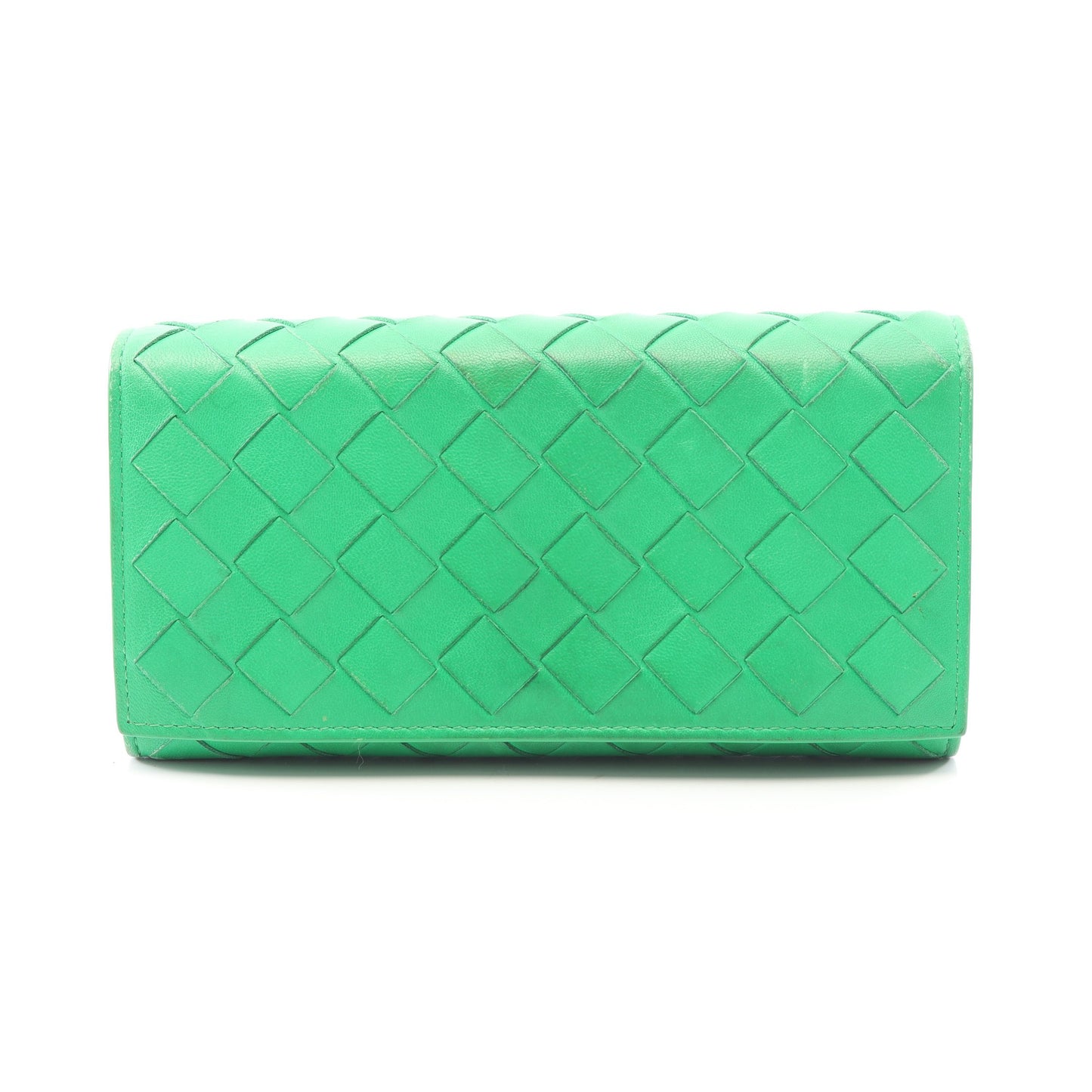 イントレチャート 二つ折り長財布 レザー グリーン ボッテガヴェネタ 財布・小物 BOTTEGA VENETA