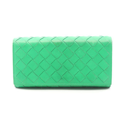 イントレチャート 二つ折り長財布 レザー グリーン ボッテガヴェネタ 財布・小物 BOTTEGA VENETA