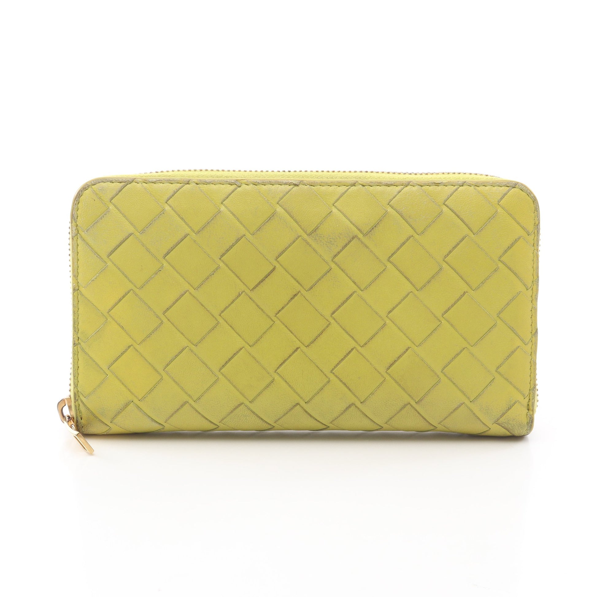 イントレチャート ラウンドファスナー長財布 レザー イエローグリーン ボッテガヴェネタ 財布・小物 BOTTEGA VENETA