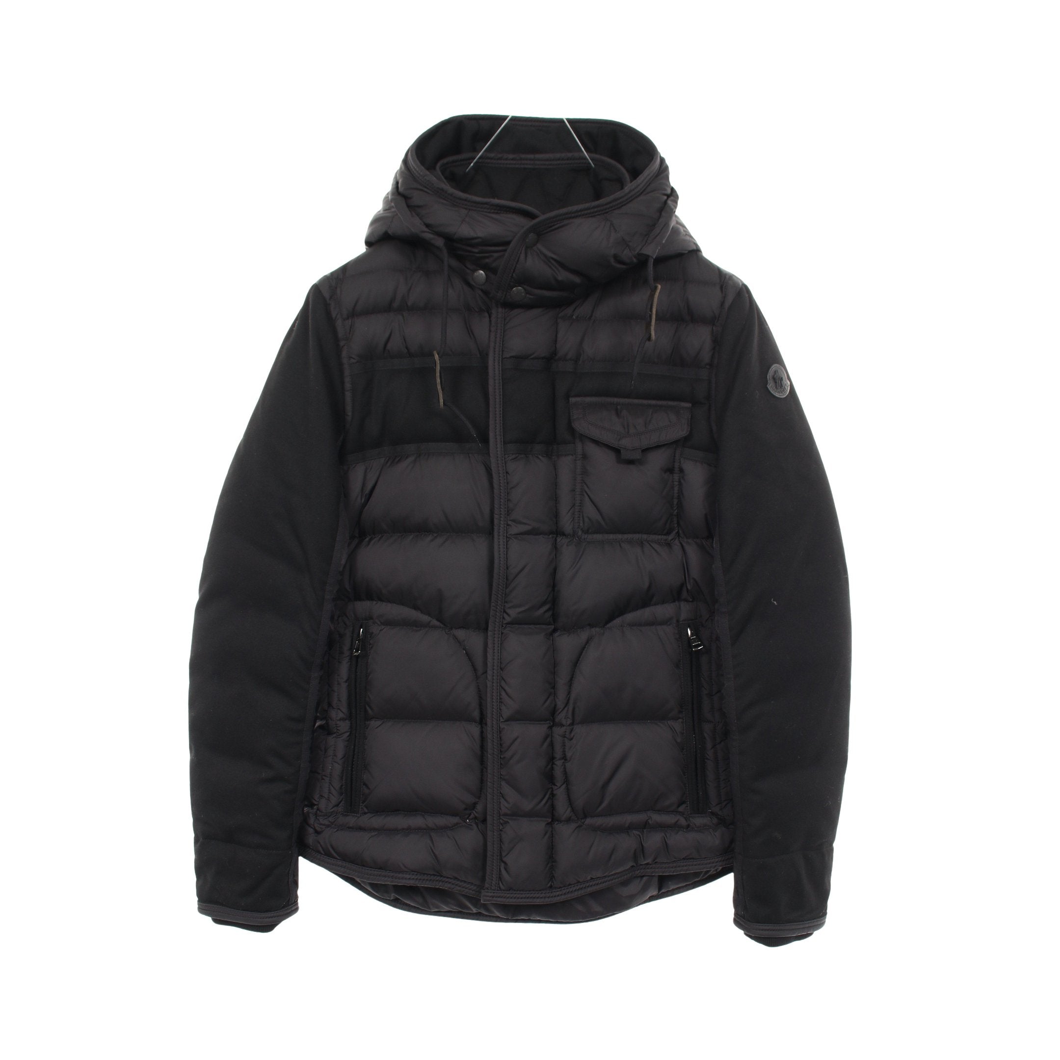 MONCLER ナイロン切替 フーデッドジャケット ブラック