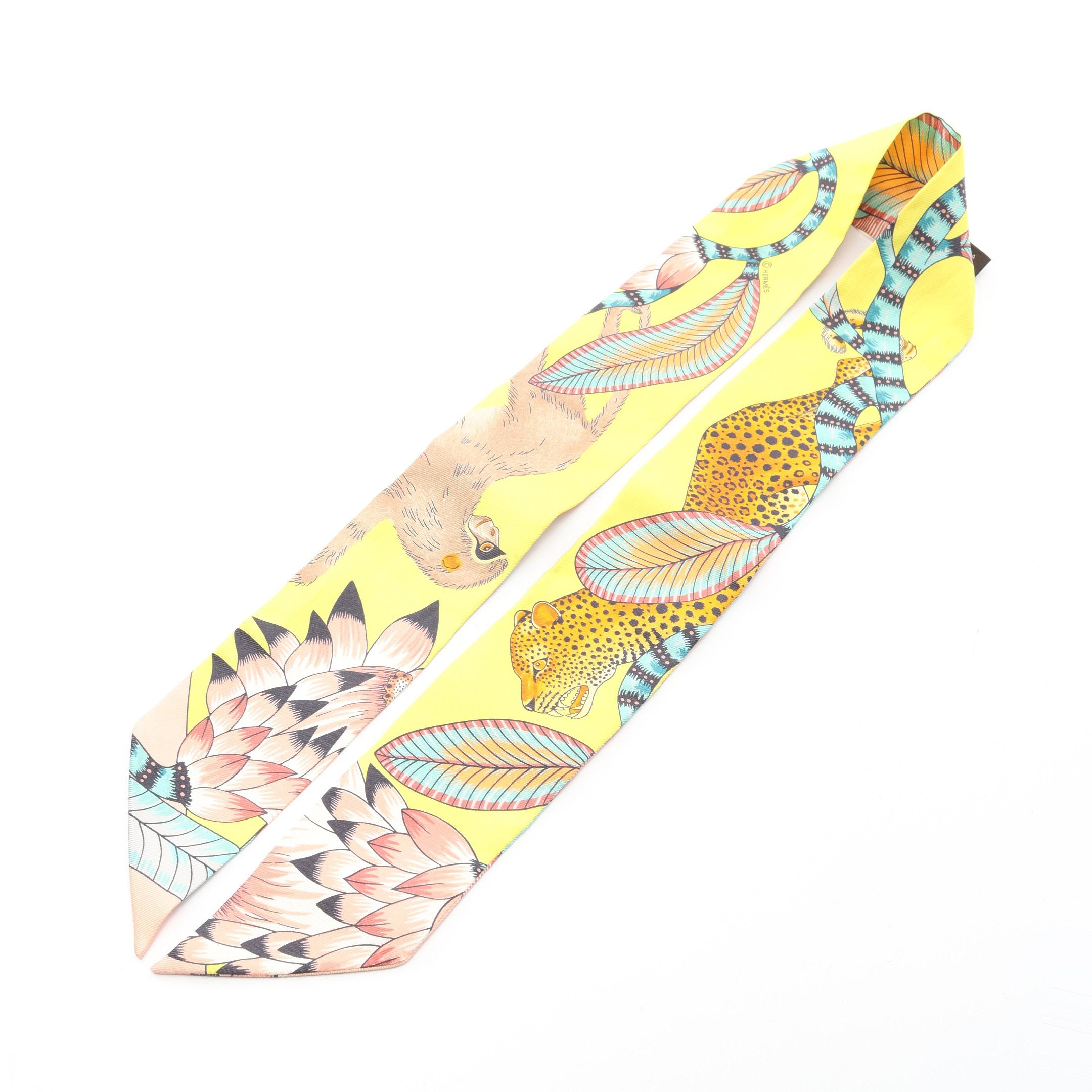 ツイリー THE SAVANA DANCE リボン スカーフ シルク オレンジ マルチ