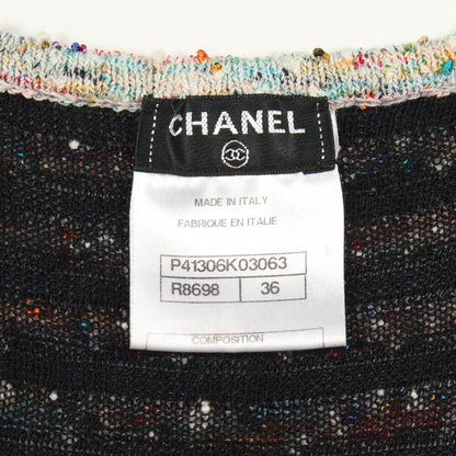 ツイード ニットワンピース ノースリーブ ボーダー レーヨン コットン ナイロン ネイビー マルチカラー シャネル ワンピース CHANEL