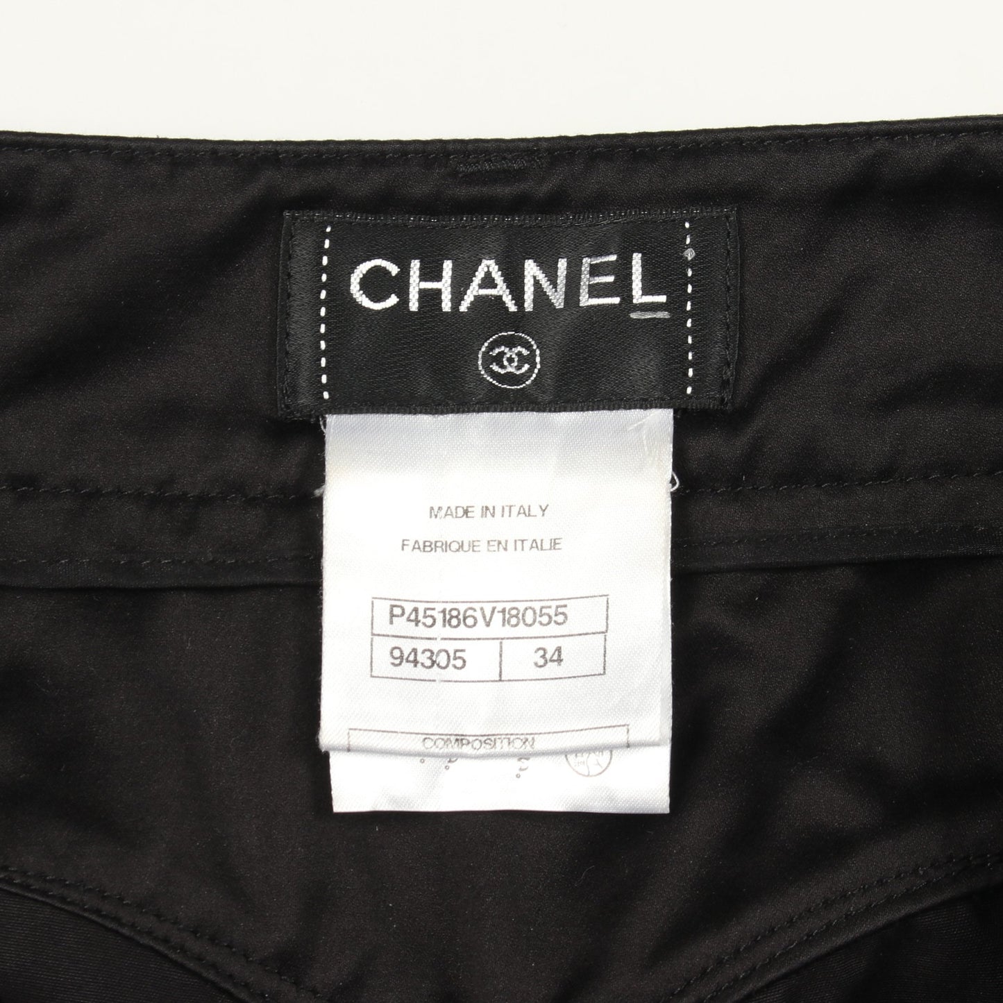 ココマーク ラインストーンフラワーボタン ハーフ パンツ コットン ブラック シャネル ボトムス CHANEL