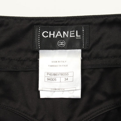 ココマーク ラインストーンフラワーボタン ハーフ パンツ コットン ブラック シャネル ボトムス CHANEL