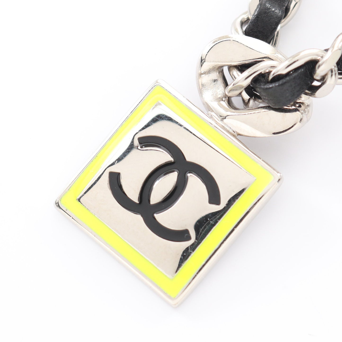 ココマーク ネックレス レザー シルバー ブラック イエロー B21B シャネル アクセサリー CHANEL