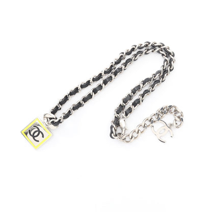 ココマーク ネックレス レザー シルバー ブラック イエロー B21B シャネル アクセサリー CHANEL