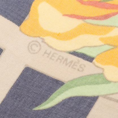 ショールカレ140 モスリン ROSERAIE スカーフ ショール シルク ネイビー マルチカラー エルメス 財布・小物 HERMES