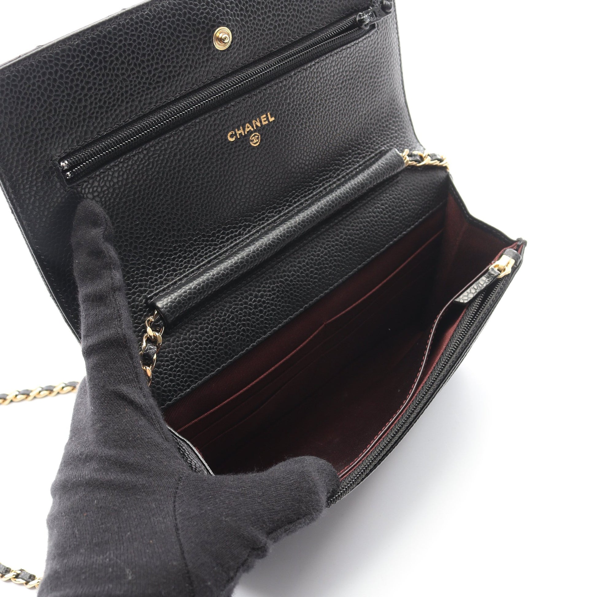 マトラッセ チェーンウォレット キャビアスキン ブラック ゴールド金具 シャネル バッグ CHANEL