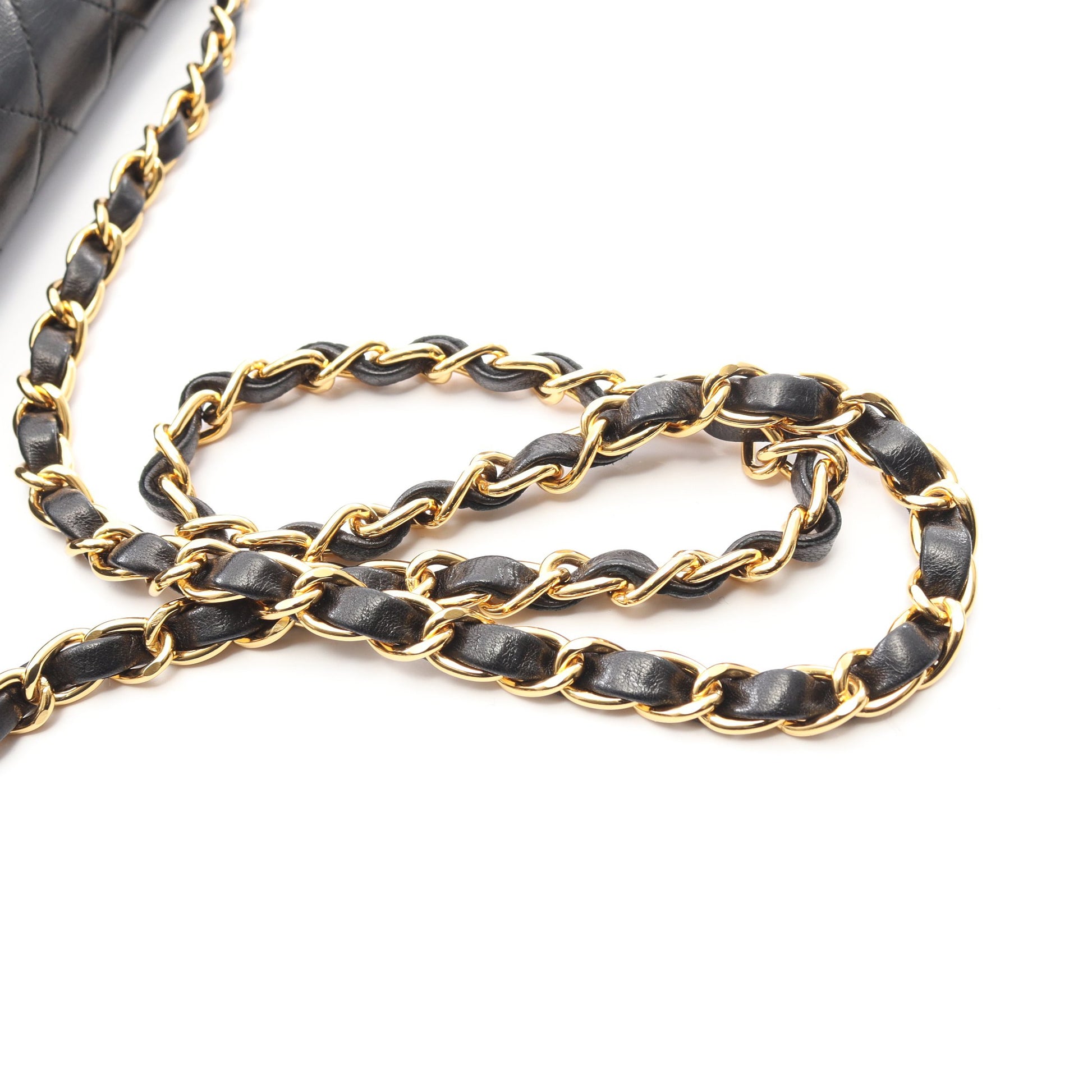 マトラッセ フルフラップ チェーンショルダーバッグ ラムスキン ブラック ゴールド金具 シャネル バッグ CHANEL