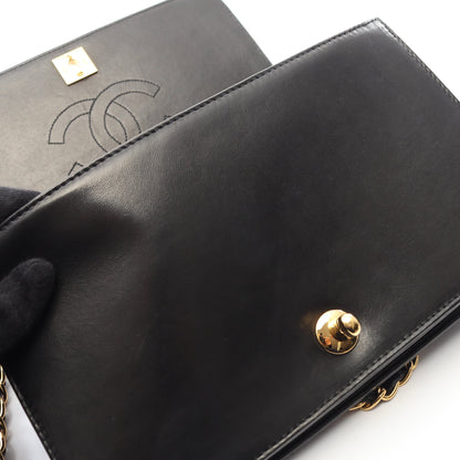 マトラッセ フルフラップ チェーンショルダーバッグ ラムスキン ブラック ゴールド金具 シャネル バッグ CHANEL