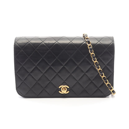 マトラッセ フルフラップ チェーンショルダーバッグ ラムスキン ブラック ゴールド金具 シャネル バッグ CHANEL
