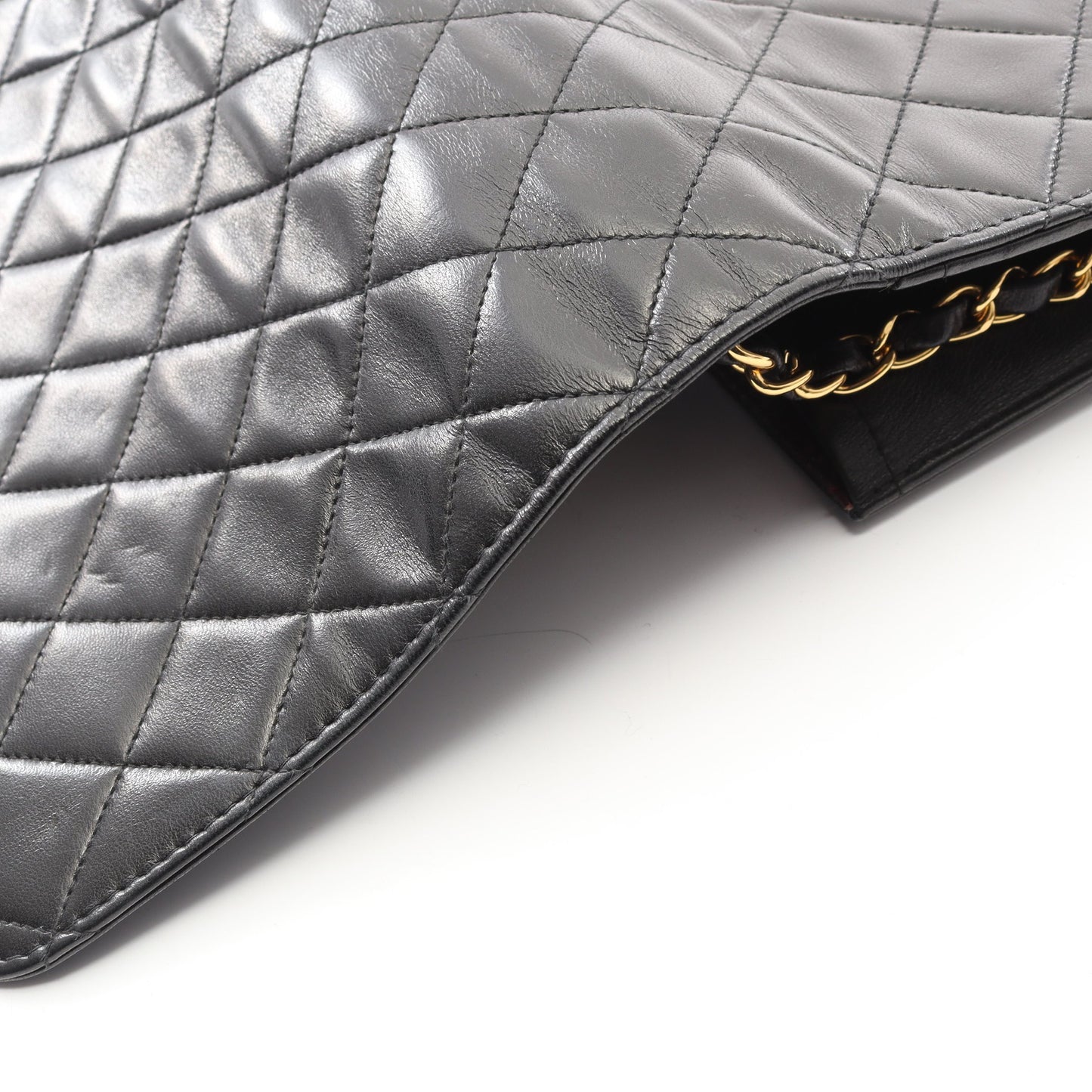 マトラッセ フルフラップ チェーンショルダーバッグ ラムスキン ブラック ゴールド金具 シャネル バッグ CHANEL