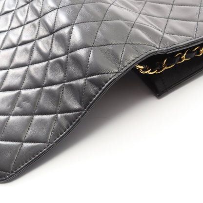 マトラッセ フルフラップ チェーンショルダーバッグ ラムスキン ブラック ゴールド金具 シャネル バッグ CHANEL