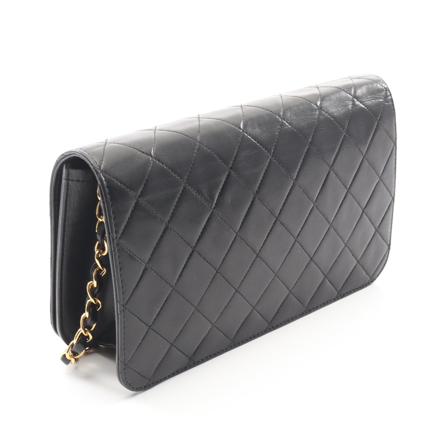 マトラッセ フルフラップ チェーンショルダーバッグ ラムスキン ブラック ゴールド金具 シャネル バッグ CHANEL