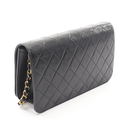マトラッセ フルフラップ チェーンショルダーバッグ ラムスキン ブラック ゴールド金具 シャネル バッグ CHANEL