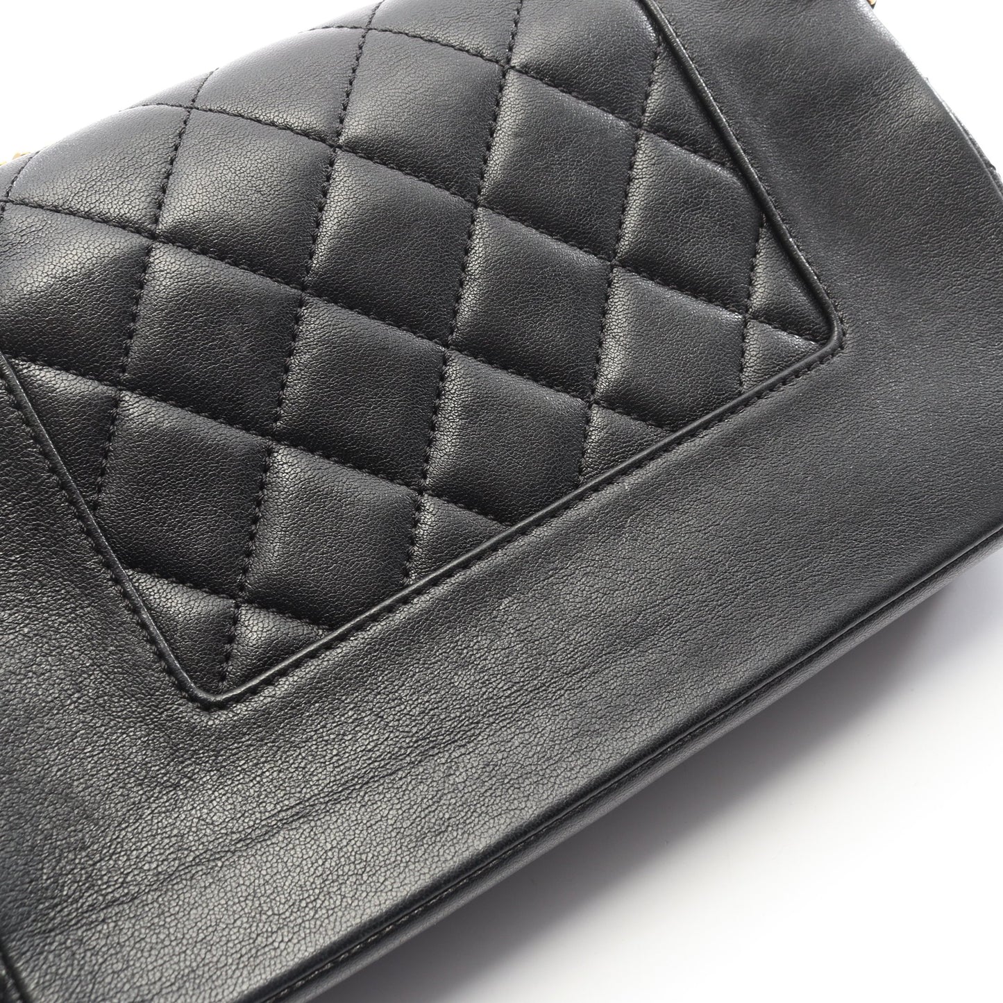 マドモアゼル マトラッセ Wフラップ チェーンショルダーバッグ ラムスキン ブラック ゴールド金具 シャネル バッグ CHANEL