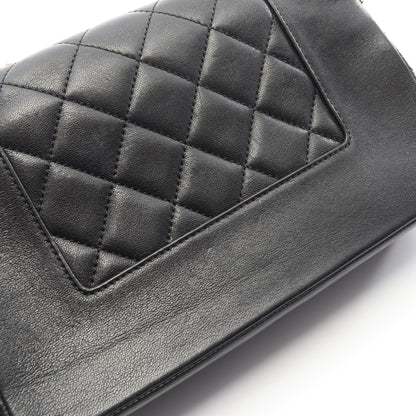 マドモアゼル マトラッセ Wフラップ チェーンショルダーバッグ ラムスキン ブラック ゴールド金具 シャネル バッグ CHANEL