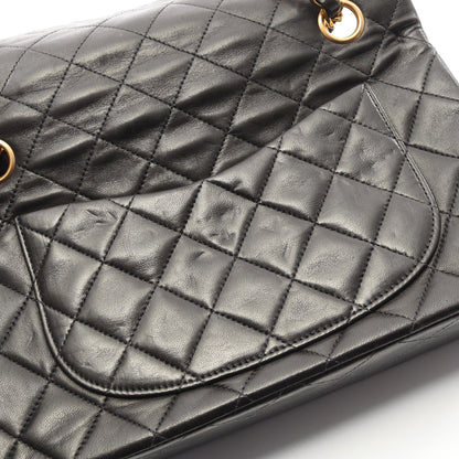 マトラッセ Wフラップ Wチェーンショルダーバッグ ラムスキン ブラック ゴールド金具 シャネル バッグ CHANEL