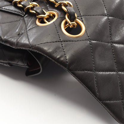 マトラッセ Wフラップ Wチェーンショルダーバッグ ラムスキン ブラック ゴールド金具 シャネル バッグ CHANEL