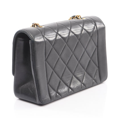 マトラッセ ダイアナフラップ チェーンショルダーバッグ ラムスキン ブラック ゴールド金具 シャネル バッグ CHANEL