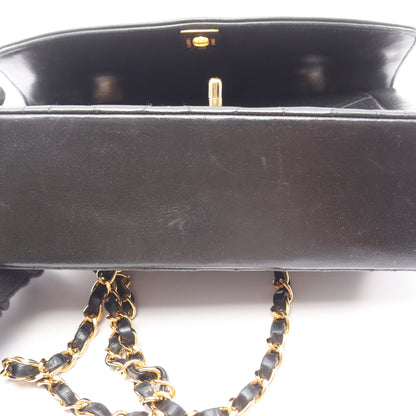 マトラッセ ダイアナフラップ チェーンショルダーバッグ ラムスキン ブラック ゴールド金具 シャネル バッグ CHANEL