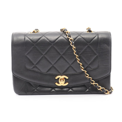マトラッセ ダイアナフラップ チェーンショルダーバッグ ラムスキン ブラック ゴールド金具 シャネル バッグ CHANEL