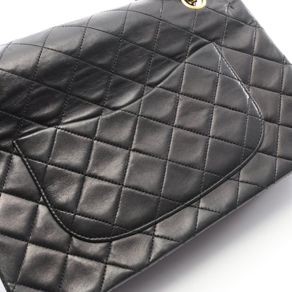 マトラッセ Wフラップ Wチェーンショルダーバッグ ラムスキン ブラック ゴールド金具 ヴィンテージ シャネル バッグ CHANEL