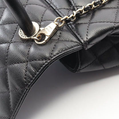 ココハンドル フラップ マトラッセ ハンドバッグ キャビアスキン ブラック ゴールド金具 2WAY シャネル バッグ CHANEL