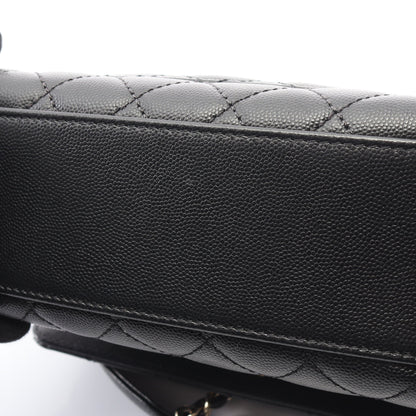 ココハンドル フラップ マトラッセ ハンドバッグ キャビアスキン ブラック ゴールド金具 2WAY シャネル バッグ CHANEL