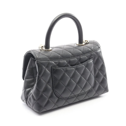ココハンドル フラップ マトラッセ ハンドバッグ キャビアスキン ブラック ゴールド金具 2WAY シャネル バッグ CHANEL