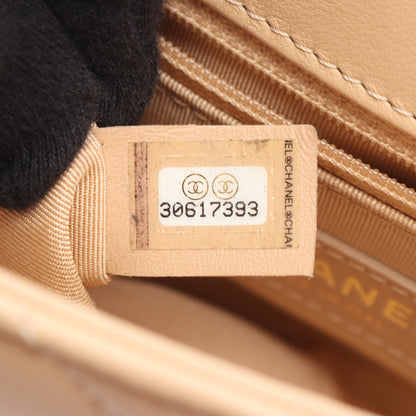 マトラッセ コインモチーフ チェーンショルダーバッグ ラムスキン ライトベージュ ゴールド金具 シャネル バッグ CHANEL