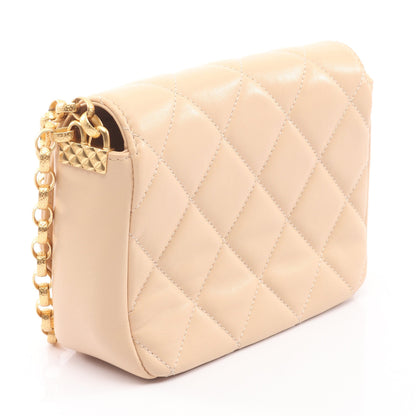 マトラッセ コインモチーフ チェーンショルダーバッグ ラムスキン ライトベージュ ゴールド金具 シャネル バッグ CHANEL