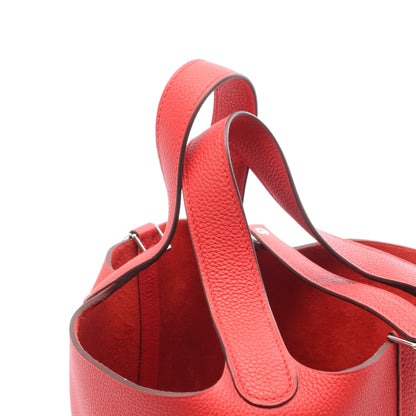 ピコタンロックPM ルージュクー ハンドバッグ トリヨンクレマンス レッド シルバー金具 Y刻印 エルメス バッグ HERMES