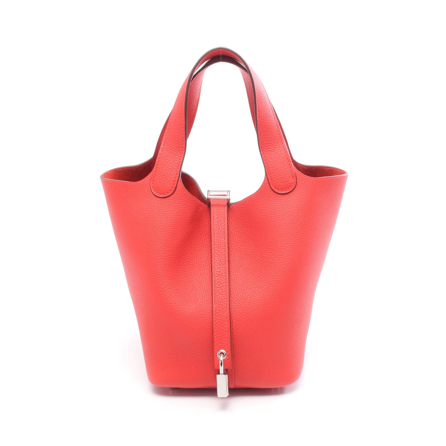 ピコタンロックPM ルージュクー ハンドバッグ トリヨンクレマンス レッド シルバー金具 Y刻印 エルメス バッグ HERMES