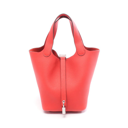 ピコタンロックPM ルージュクー ハンドバッグ トリヨンクレマンス レッド シルバー金具 Y刻印 エルメス バッグ HERMES