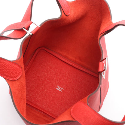 ピコタンロックPM ルージュクー ハンドバッグ トリヨンクレマンス レッド シルバー金具 Y刻印 エルメス バッグ HERMES
