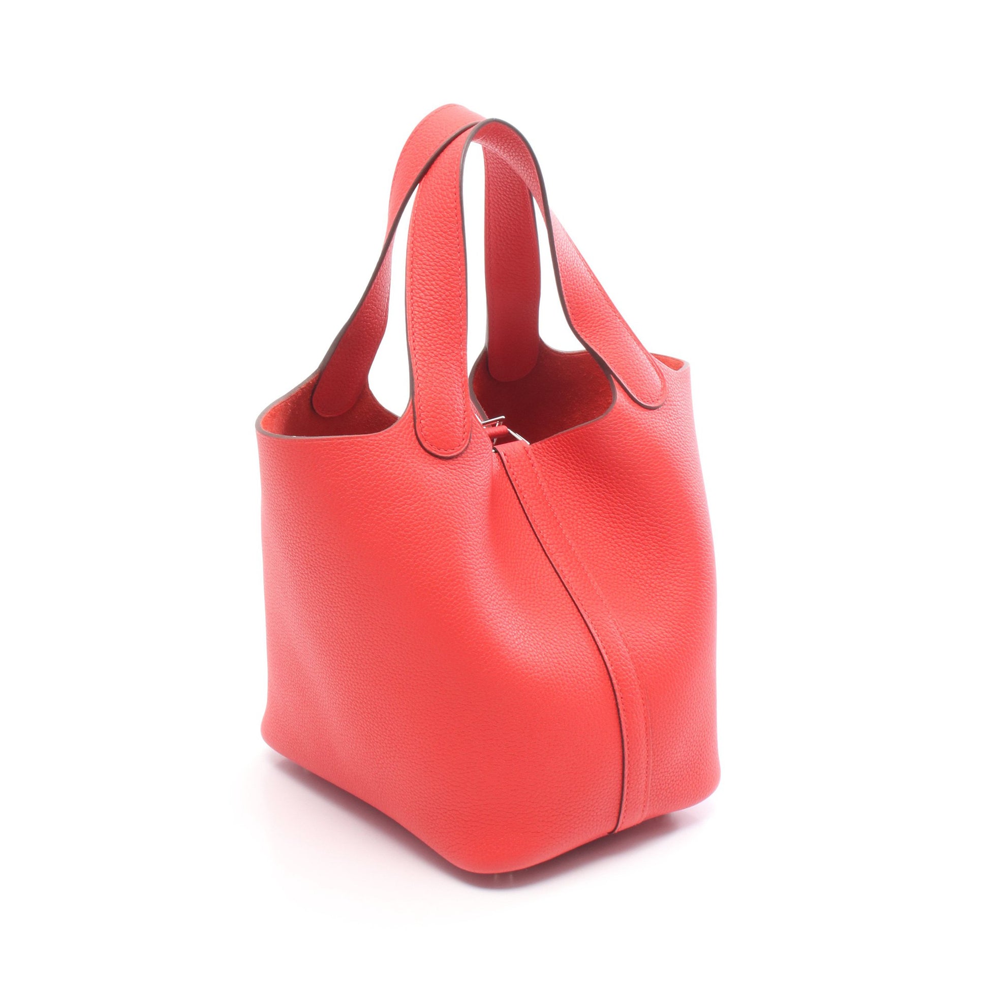 ピコタンロックPM ルージュクー ハンドバッグ トリヨンクレマンス レッド シルバー金具 Y刻印 エルメス バッグ HERMES