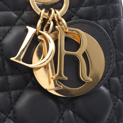 LADY DIOR レディディオール カナージュ ハンドバッグ レザー ブラック 2WAY クリスチャンディオール