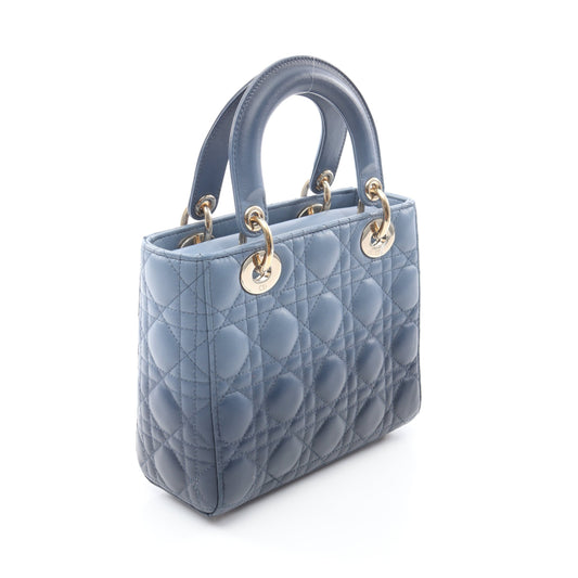 レディディオール スモール ハンドバッグ レザー ネイビー ブルー 2WAY クリスチャンディオール