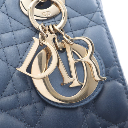 レディディオール スモール ハンドバッグ レザー ネイビー ブルー 2WAY クリスチャンディオール