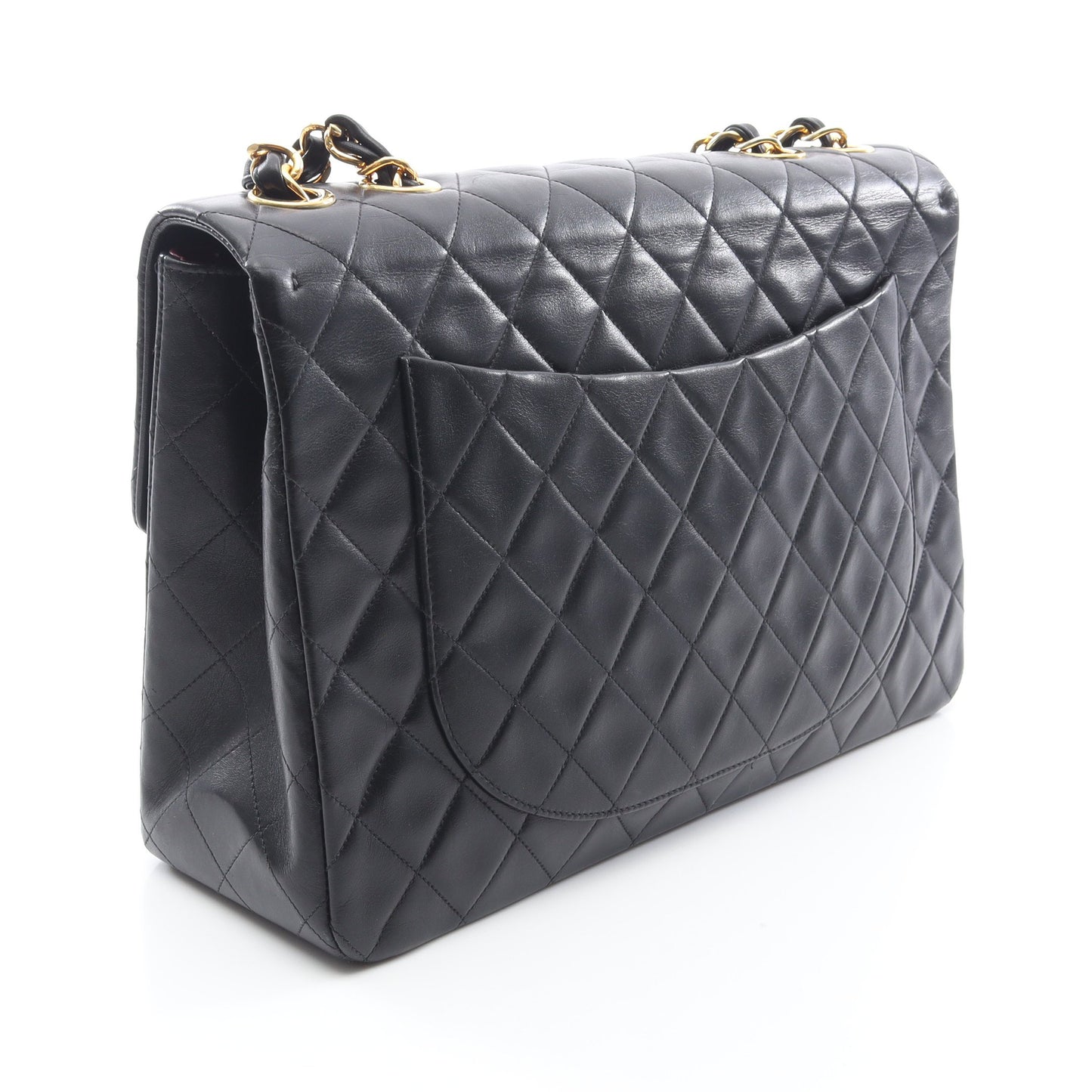 デカマトラッセ34 Wチェーンショルダーバッグ ラムスキン ブラック ゴールド金具 シャネル